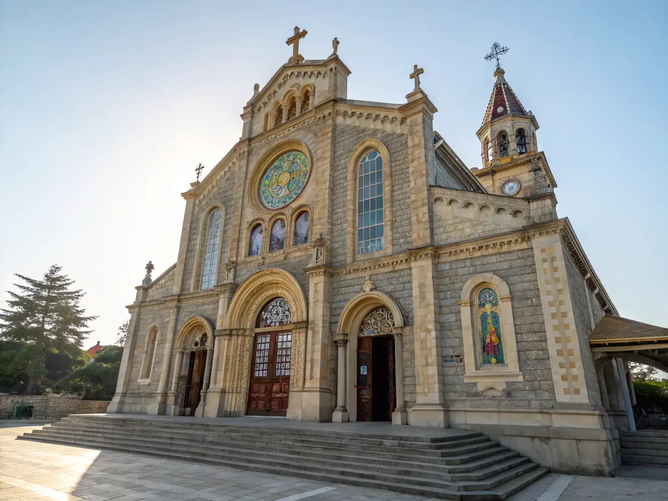 A photograph showcasing the meticulous restoration of the chapel's ancient stone walls, with artisans carefully replacing damaged stones to preserve the original structure.